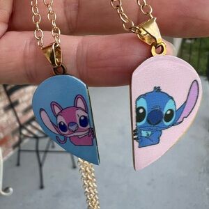 Kids Friendship Necklace Set - Blue and Pink
